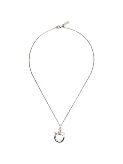 Pre-owned Ferragamo 1980s Gancini Necklace And Earrings Set In Silver