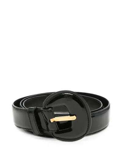 Pre-owned Ferragamo 1980s Gancini Patent Leather Belt In Black
