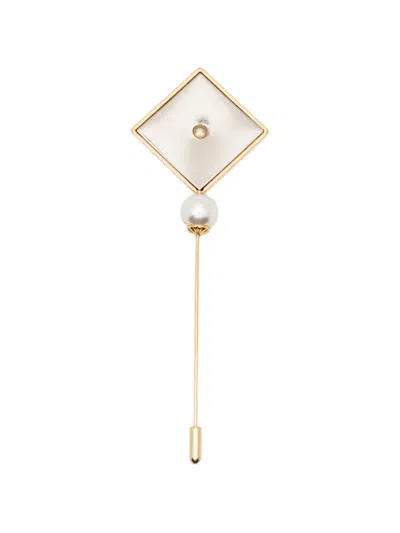 Pre-owned Ferragamo 1980s Geometric Brooch In Gold