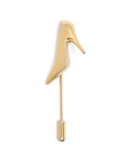 Pre-owned Ferragamo 1980s Shoe-shape Brooch In Gold