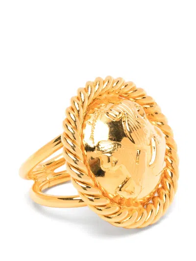 Pre-owned Ferragamo 1980s Twisted-edge Ring In Gold