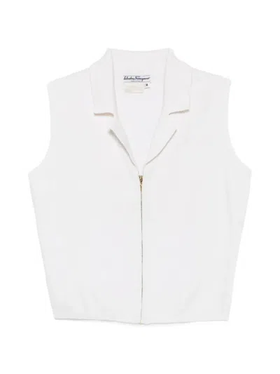 Pre-owned Ferragamo 1980s Zip-up Sleeveless Top And Short In Neutral