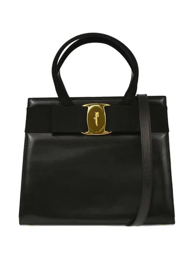 Pre-owned Ferragamo 1990-2000 Vara Bow Handbag In Black