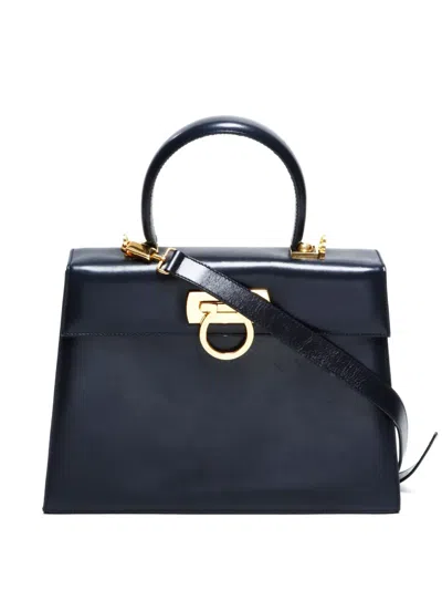Pre-owned Ferragamo 1990-2000s Ganchini Top-handle Tote Bag In Black