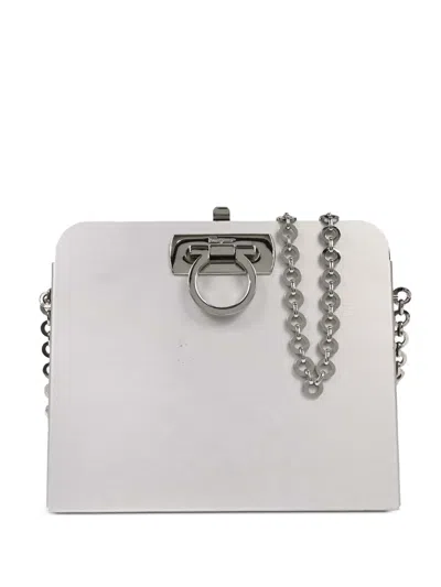Pre-owned Ferragamo 1990-2000s Gancini Aluminium Shoulder Bag In Silver