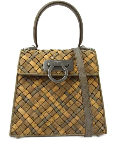 Pre-owned Ferragamo 1990-2000s Gancini Two-way Handbag In Neutrals