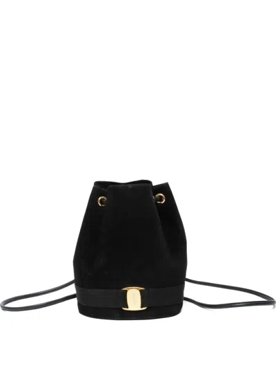 Pre-owned Ferragamo 1990-2000s Suede Drawstring Backpack In Black