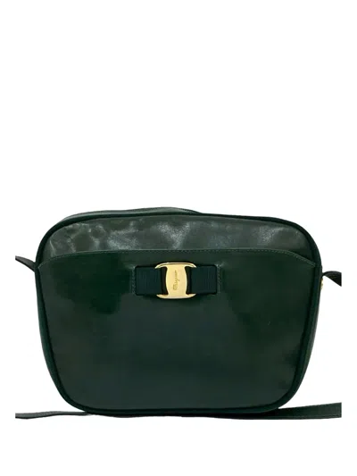 Pre-owned Ferragamo 1990-2010 Calfskin Vara Crossbody Bag In Green