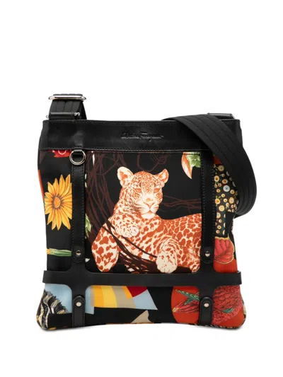 Pre-owned Ferragamo 1990-2010 Nylon Jungle Safari Crossbody Bag In Black