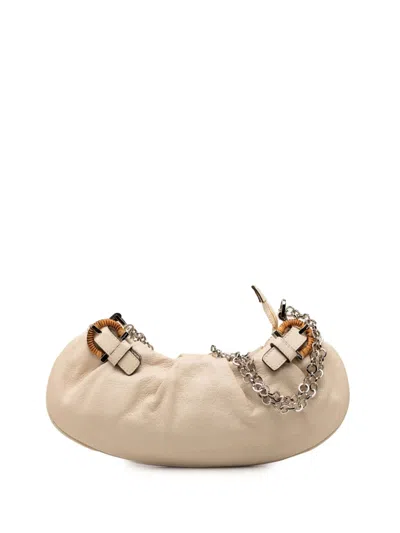 Pre-owned Ferragamo 1990-2010 Leather Gancini Side Buckle Chain Hobo Bag In Brown