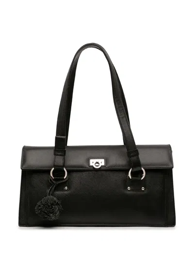 Pre-owned Ferragamo 1990-2020 Leather Gancini Shoulder Bag In Black