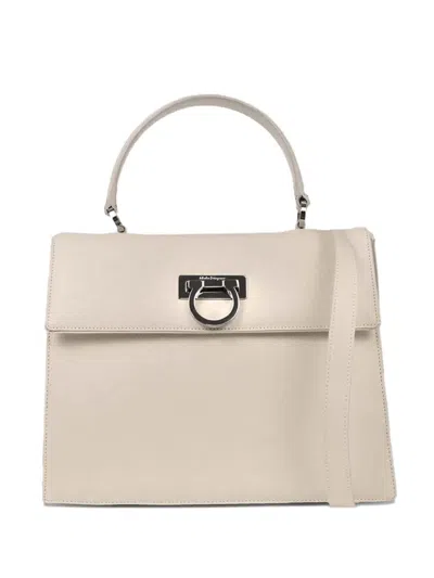Pre-owned Ferragamo 1990s-2000s Gancini Leather Tote Bag In Neutral