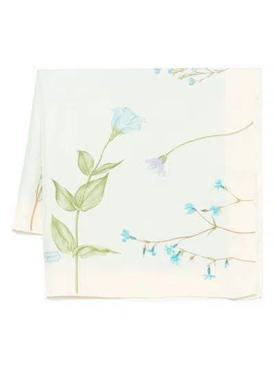 Pre-owned Ferragamo 1990s Floral-print Scarf In Blue