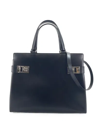 Pre-owned Ferragamo 1990s Gancini Handbag In Black