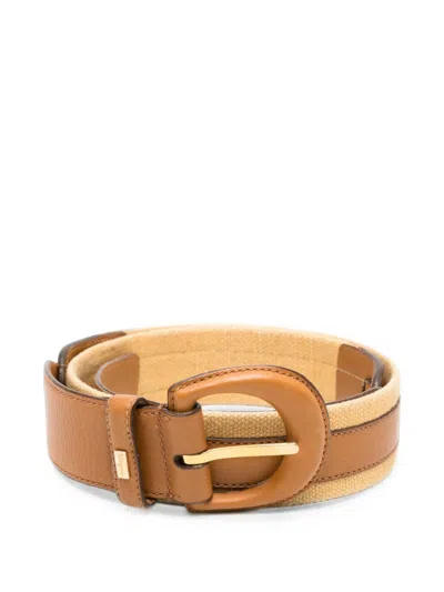Pre-owned Ferragamo 1990s Panelled Buckle Belt In Brown