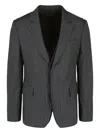 Ferragamo Pinstripe Buttoned Jacket In Black