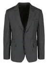 Ferragamo Pinstripe Buttoned Jacket In White