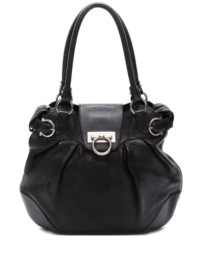 Pre-owned Ferragamo 2000-2010s Gancini Leather Handbag In Black
