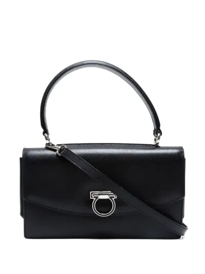 Pre-owned Ferragamo 2000-2015 Gancini Leather Bag In Black