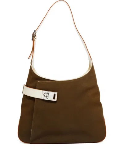 Pre-owned Ferragamo 2000-2015 Gancini Shoulder Bag In Brown