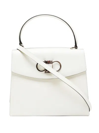 Pre-owned Ferragamo 2000-2015 Gancini Two-way Tote Bag In White