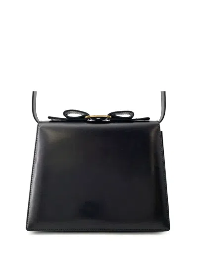 Pre-owned Ferragamo 2000-2015 Leather Vara Bow Ribbon Crossbody Bag In Black