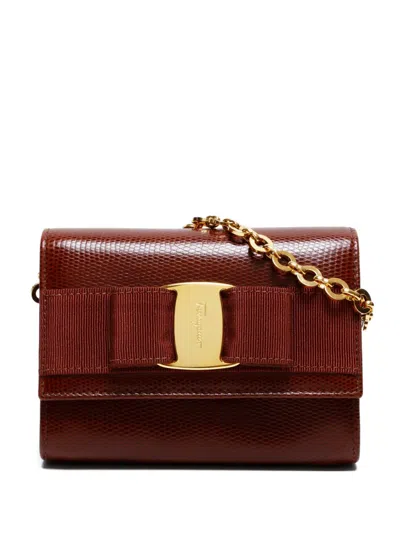 Pre-owned Ferragamo 2000-2015 Vara Bow Shoulder Bag In Brown