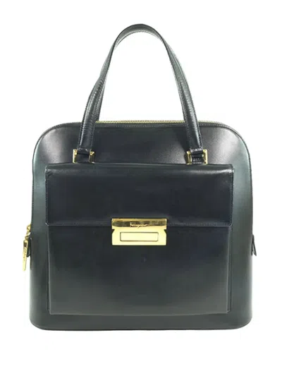 Pre-owned Ferragamo 2000-2020 Leather Handbag In Black