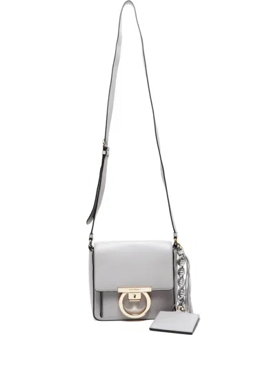 Pre-owned Ferragamo 2000-2020s Gancini Leather Tassel Shoulder Bag In Gray