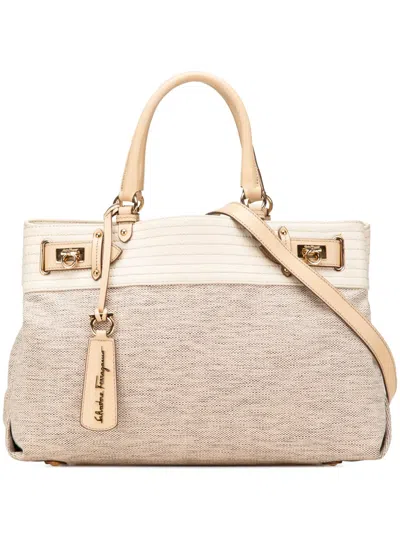 Pre-owned Ferragamo 2000-2024 Gancini Canvas Satchel