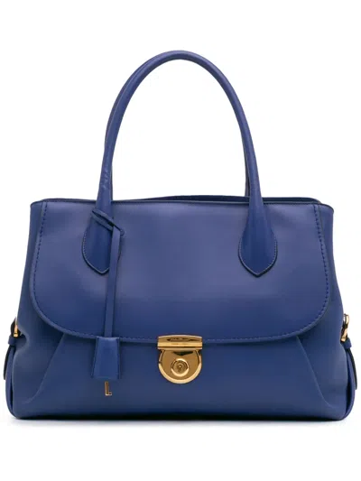 Pre-owned Ferragamo 2000-2024 Leather Fiamma East West Tote Bag