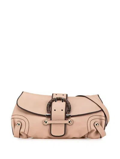 Pre-owned Ferragamo 2000-2024 Leather Flap Shoulder Bag In 粉色