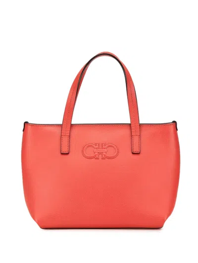 Pre-owned Ferragamo 2000-2024 Leather Gancini Handbag In 红色