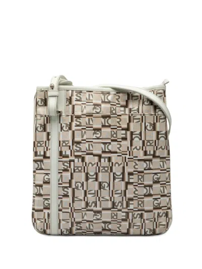 Pre-owned Ferragamo 2000-2025 Coated Canvas Logo Crossbody Bag In Brown