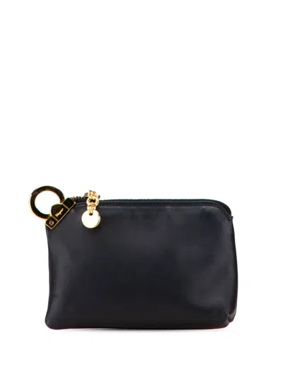 Pre-owned Ferragamo 2000-2025 Leather Gancini Coin Pouch In Black