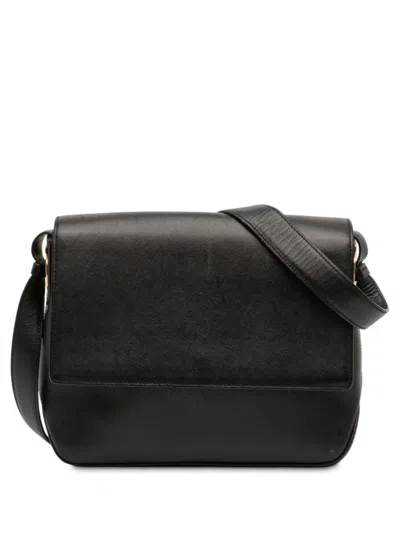 Pre-owned Ferragamo 2000-2025 Leather Gancini Shoulder Bag In Black