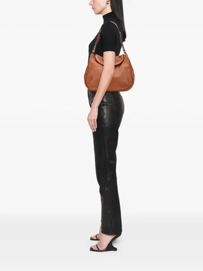Pre-owned Ferragamo 2000-2025 Perforated Leather Gancini Shoulder Bag