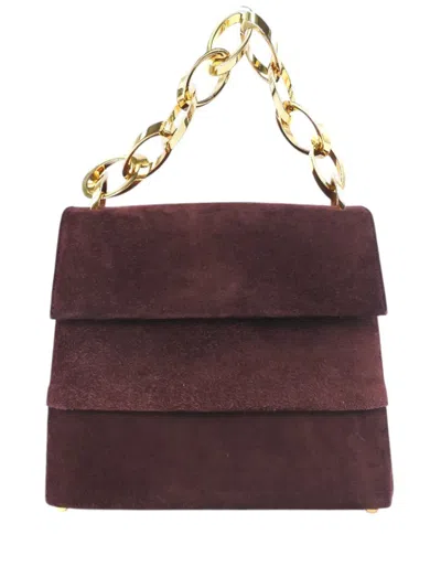 Pre-owned Ferragamo 2000-2026 Suede Chain Satchel In Brown