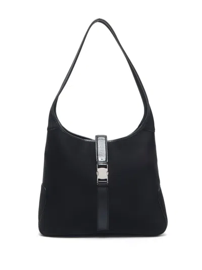 Pre-owned Ferragamo 2000 Clasp Shoulder Bag In Black
