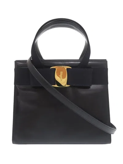 Pre-owned Ferragamo 2000-2025 Leather Vara Bow Satchel In Blue