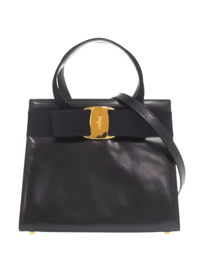 Pre-owned Ferragamo 2000-2026 Leather Vara Bow Satchel In Blue