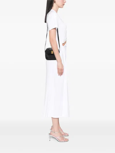 Pre-owned Ferragamo 2000-2026 Lizard Embossed Leather Vara Crossbody Bag In Black