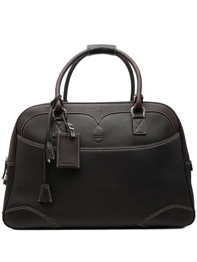 Pre-owned Ferragamo 2000-2026 Maserati Calfskin Travel Bag In Brown