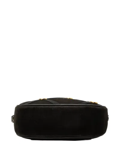Pre-owned Ferragamo 2000-2026 Studded Suede Vara Crossbody Bag In Black