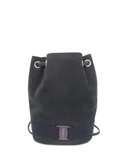 Pre-owned Ferragamo 2000-2026 Suede Vara Backpack In Blue