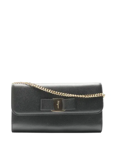 Pre-owned Ferragamo 2000s-2020s Vara Chain Shoulder Bag In Black
