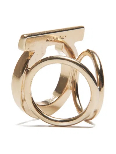 Pre-owned Ferragamo 2000s Ganchini Scarf Ring In Gold
