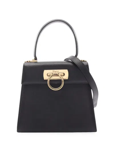 Pre-owned Ferragamo 2000s Gancini Flip-lock Tote Bag In Black