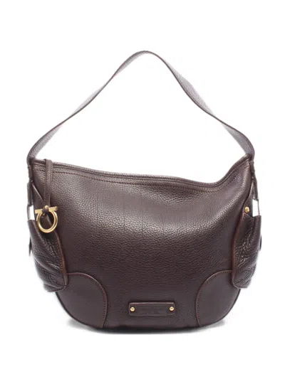 Pre-owned Ferragamo 2000s Gancini Leather Shoulder Bag In Brown