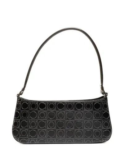 Pre-owned Ferragamo 2000s Gancini Logo-embossed Shoulder Bag In Black